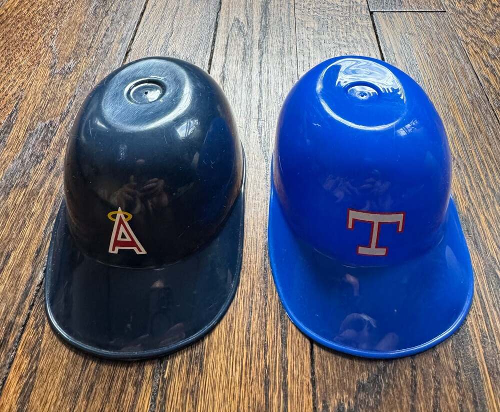 VTG MLB Mini Baseball Helmet Ice Cream Bowls CA Angels and TX Rangers (2 pcs)